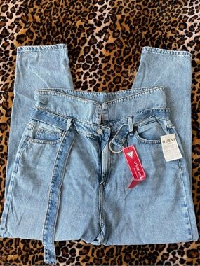 GUESS Light Blue High-Rise Women’s Jeans with Denim Tie Belt